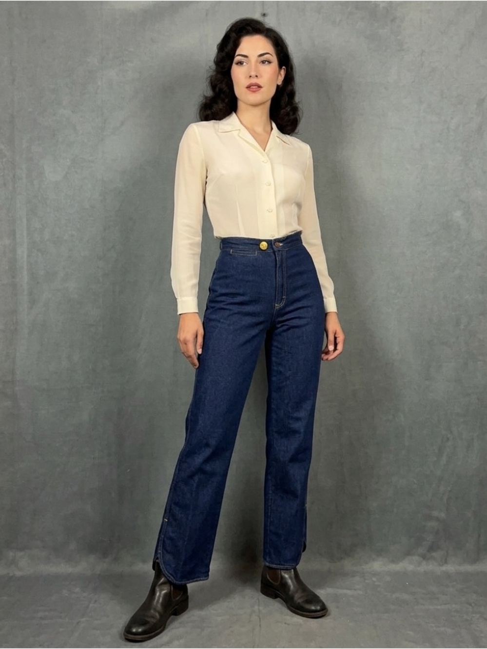 Vintage Fredericks of hollywood High Rise Disco Jeans Womens Size 24x31 Blue
